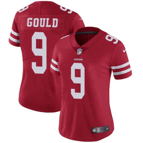 Women's Nike San Francisco 49ers 9 Robbie Gould Elite Red Team Color NFL Jersey