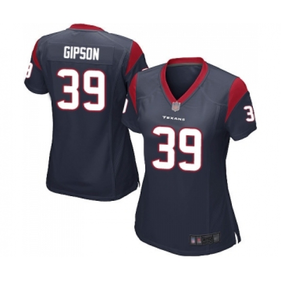 Women's Houston Texans 39 Tashaun Gipson Game Navy Blue Team Color Football Jersey