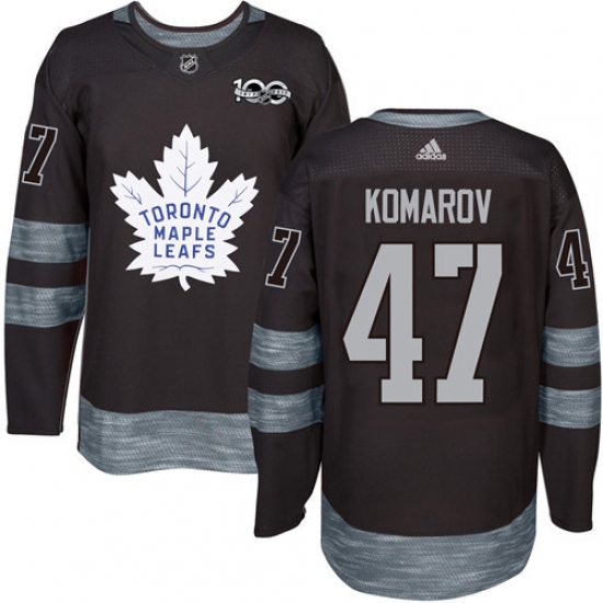 Men's Adidas Toronto Maple Leafs 47 Leo Komarov Authentic Black 1917-2017 100th Anniversary NHL Jersey