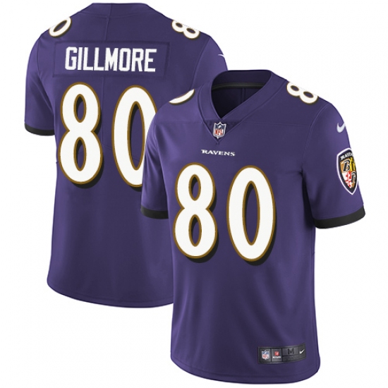 Youth Nike Baltimore Ravens 80 Crockett Gillmore Purple Team Color Vapor Untouchable Limited Player NFL Jersey