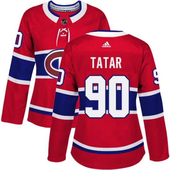 Women's Adidas Montreal Canadiens 90 Tomas Tatar Authentic Red Home NHL Jersey