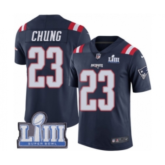 Youth Nike New England Patriots 23 Patrick Chung Limited Navy Blue Rush Vapor Untouchable Super Bowl LIII Bound NFL Jersey