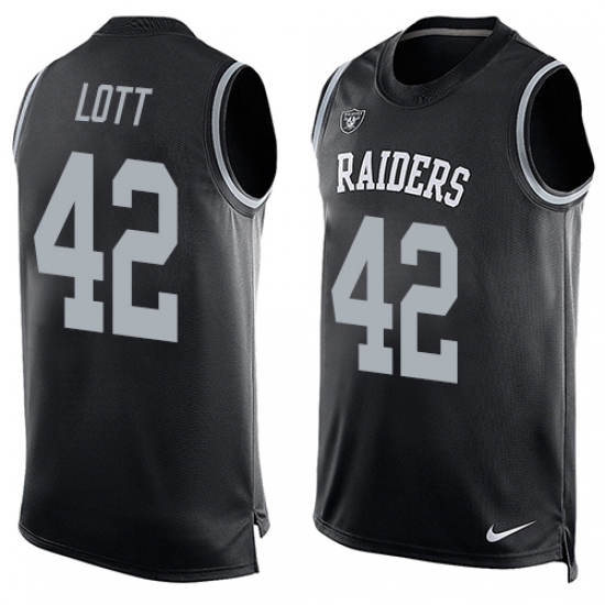 Men's Nike Oakland Raiders 42 Ronnie Lott Limited Black Player Name & Number Tank Top NFL Jersey