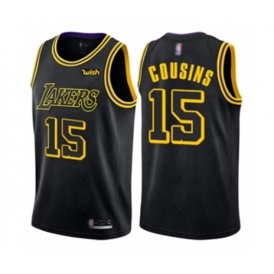 Men's Los Angeles Lakers 15 DeMarcus Cousins Swingman Black City Edition Basketball Jersey