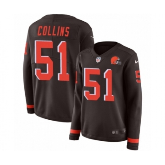 Women's Nike Cleveland Browns 51 Jamie Collins Limited Brown Therma Long Sleeve NFL Jersey