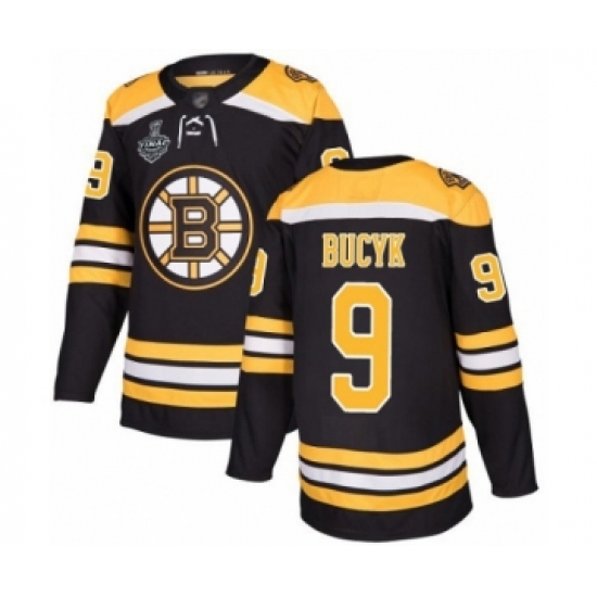 Youth Boston Bruins 9 Johnny Bucyk Authentic Black Home 2019 Stanley Cup Final Bound Hockey Jersey