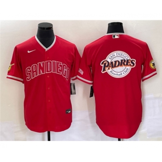 Men's San Diego Padres Red Team Big Logo Cool Base Stitched Baseball Jersey