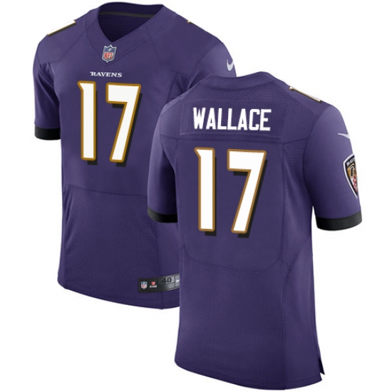 Men's Nike Baltimore Ravens 17 Mike Wallace Elite Purple Team Color NFL Jersey