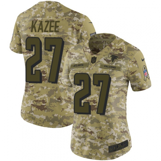 Women's Nike Atlanta Falcons 27 Damontae Kazee Limited Camo 2018 Salute to Service NFL Jersey