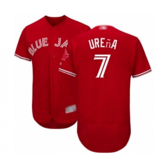 Men's Toronto Blue Jays 7 Richard Urena Scarlet Alternate Flex Base Authentic Collection Alternate Baseball Player Jersey