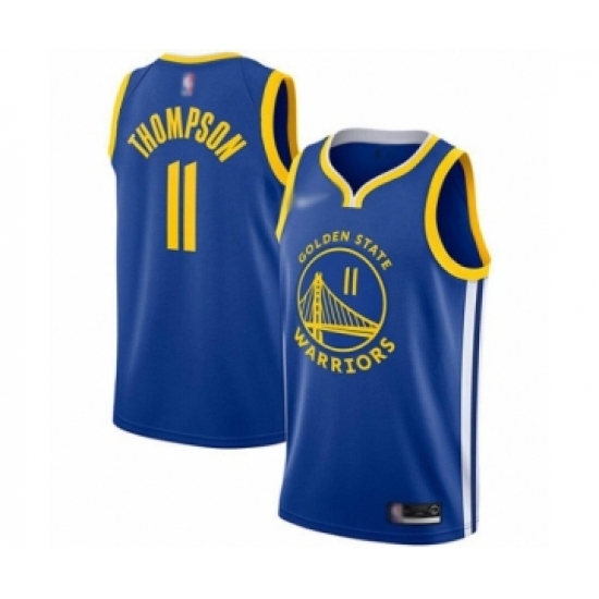 Men's Golden State Warriors 11 Klay Thompson Authentic Royal Finished Basketball Jersey - Icon Edition