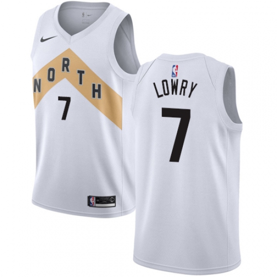 Youth Nike Toronto Raptors 7 Kyle Lowry Swingman White NBA Jersey - City Edition