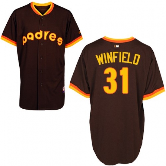 Men's Majestic San Diego Padres 31 Dave Winfield Authentic Coffee 1984 Turn Back The Clock MLB Jersey