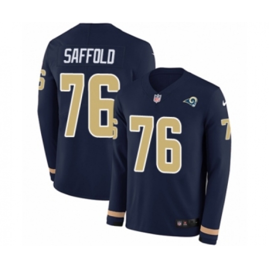 Men's Nike Los Angeles Rams 76 Rodger Saffold Limited Navy Blue Therma Long Sleeve NFL Jersey