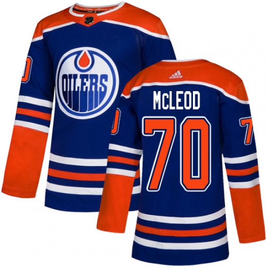 Men's Adidas Edmonton Oilers 70 Ryan McLeod Premier Royal Blue Alternate NHL Jersey