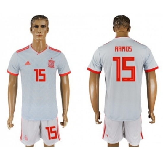 Spain 15 Ramos Away Soccer Country Jersey