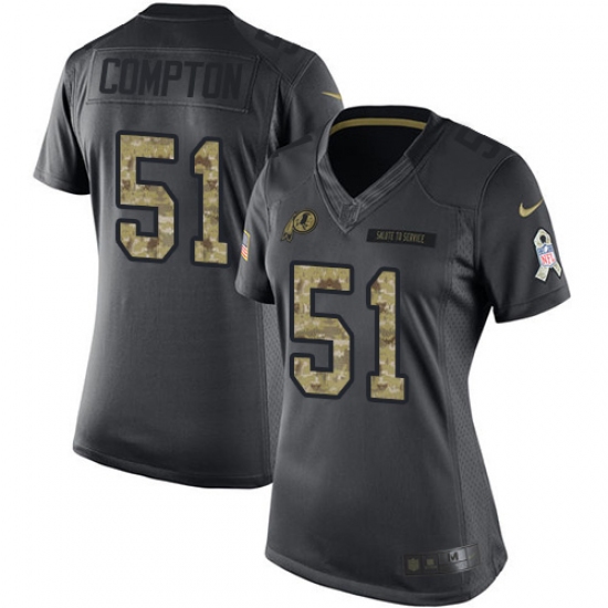 Women's Nike Washington Redskins 51 Will Compton Limited Black 2016 Salute to Service NFL Jersey