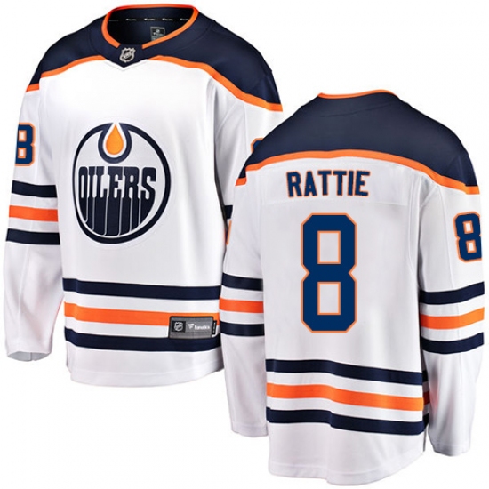 Men's Edmonton Oilers 8 Ty Rattie Fanatics Branded White Away Breakaway NHL Jersey