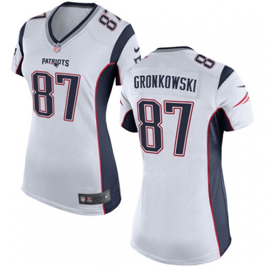 Women's Nike New England Patriots 87 Rob Gronkowski Game White NFL Jersey