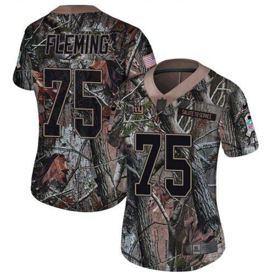 Women's New York Giants 75 Cameron Fleming Camo Stitched Limited Rush Realtree Jersey