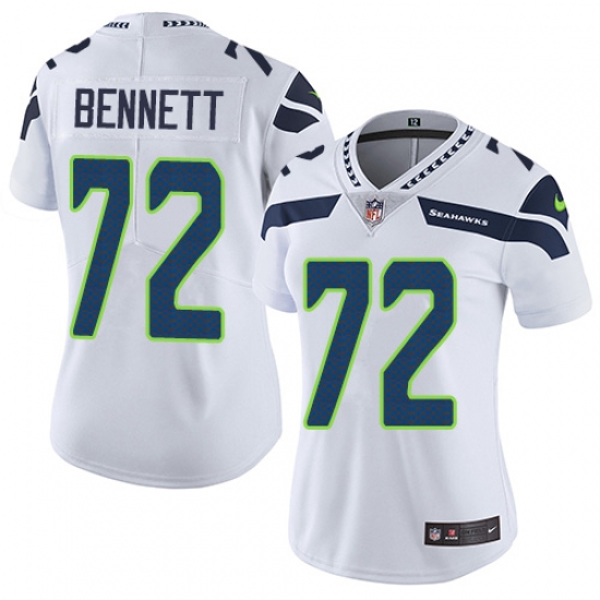 Women's Nike Seattle Seahawks 72 Michael Bennett White Vapor Untouchable Limited Player NFL Jersey