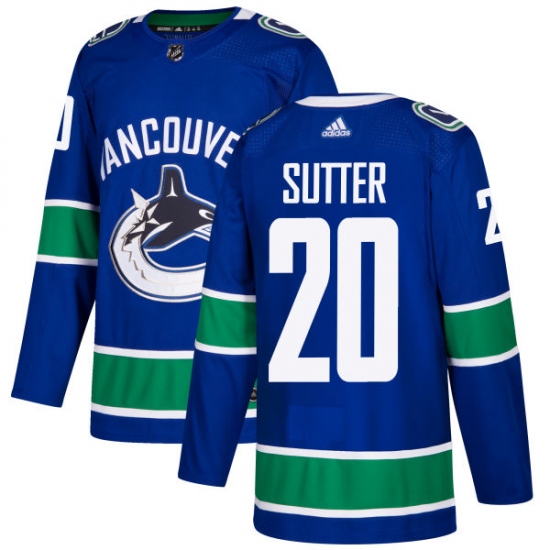 Men's Adidas Vancouver Canucks 20 Brandon Sutter Authentic Blue Home NHL Jersey