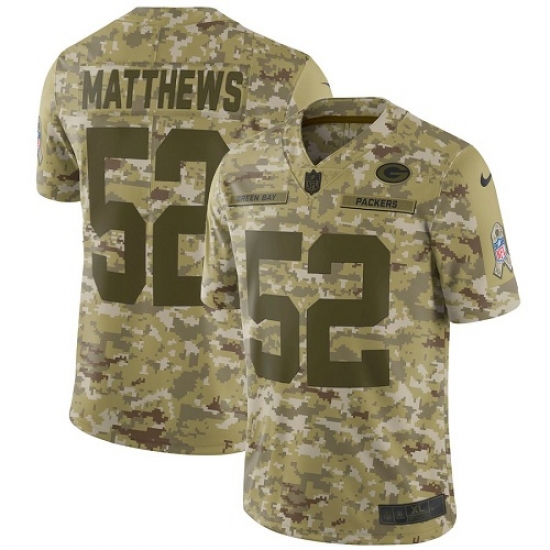 Men's Nike Green Bay Packers 52 Clay Matthews Limited Camo 2018 Salute to Service NFL Jersey