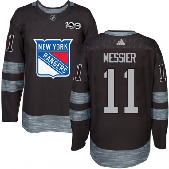 Men's Adidas New York Rangers 11 Mark Messier Premier Black 1917-2017 100th Anniversary NHL Jersey