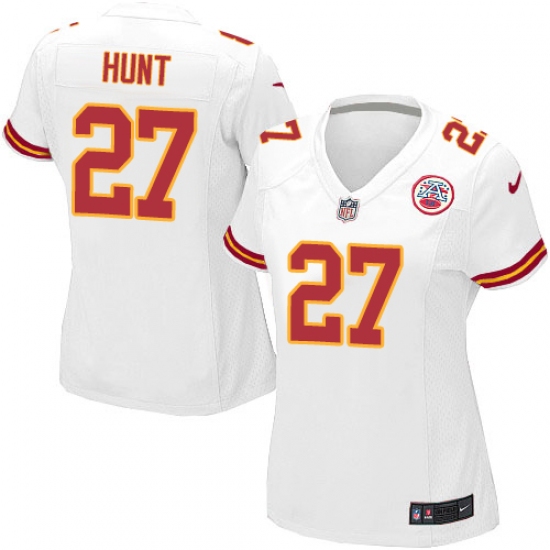 Women's Nike Kansas City Chiefs 27 Kareem Hunt Game White NFL Jersey