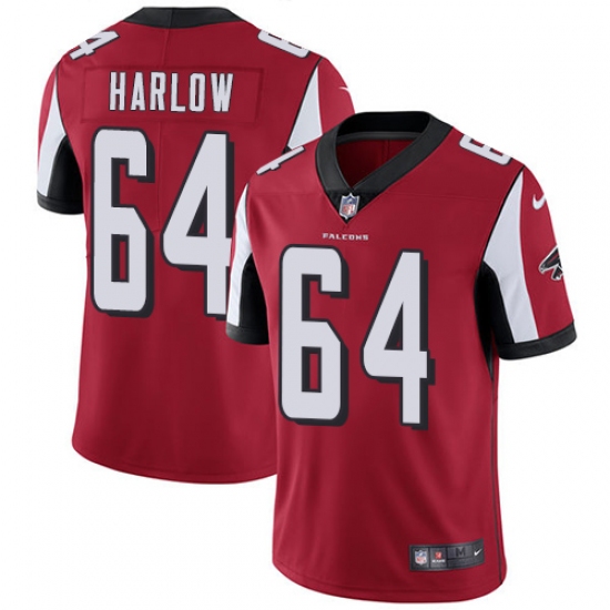 Men's Nike Atlanta Falcons 64 Sean Harlow Red Team Color Vapor Untouchable Limited Player NFL Jersey