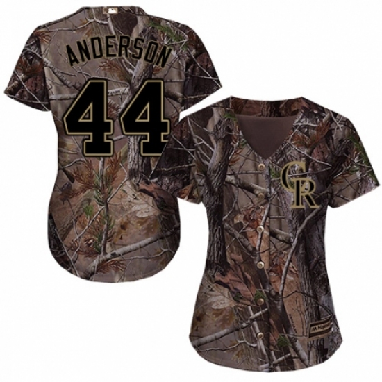 Women's Majestic Colorado Rockies 44 Tyler Anderson Authentic Camo Realtree Collection Flex Base MLB Jersey