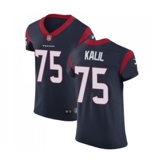 Men's Houston Texans 75 Matt Kalil Navy Blue Team Color Vapor Untouchable Elite Player Football Jersey