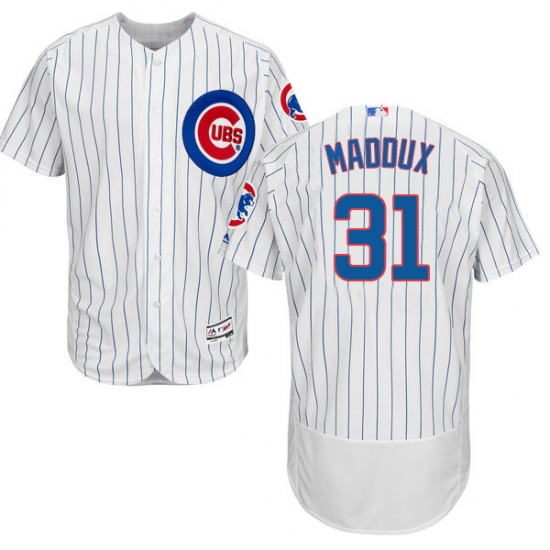 Men's Majestic Chicago Cubs 31 Greg Maddux White Home Flex Base Authentic Collection MLB Jersey