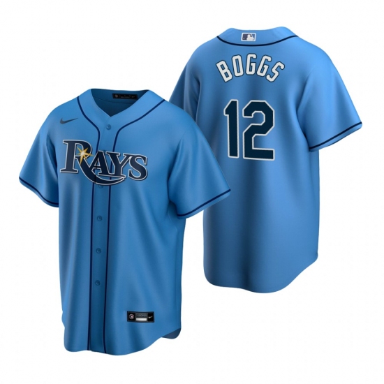 Men's Nike Tampa Bay Rays 12 Wade Boggs Light Blue Alternate Stitched Baseball Jersey