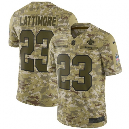 Men's Nike New Orleans Saints 23 Marshon Lattimore Limited Camo 2018 Salute to Service NFL Jersey