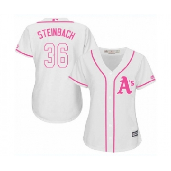 Women's Oakland Athletics 36 Terry Steinbach Authentic White Fashion Cool Base Baseball Jersey