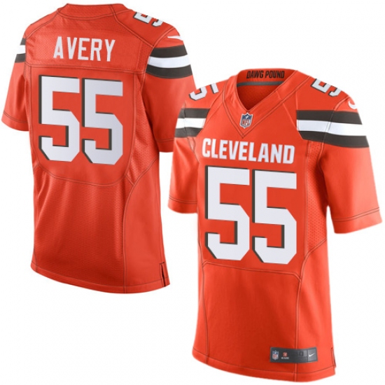 Men's Nike Cleveland Browns 55 Genard Avery Elite Orange Alternate NFL Jersey