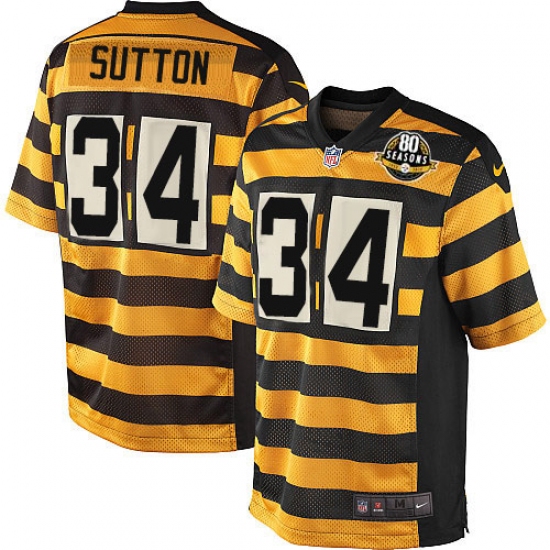 Youth Nike Pittsburgh Steelers 34 Cameron Sutton Elite Yellow/Black Alternate 80TH Anniversary Throwback NFL Jersey