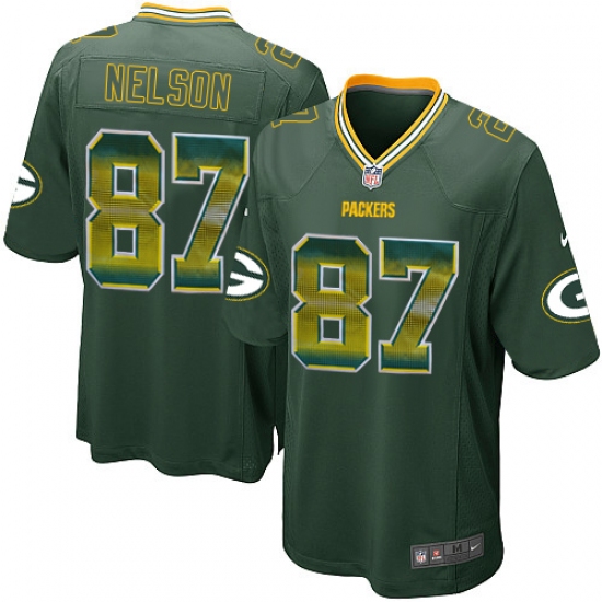 Youth Nike Green Bay Packers 87 Jordy Nelson Limited Green Strobe NFL Jersey