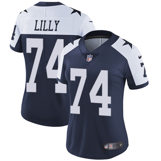 Women's Nike Dallas Cowboys 74 Bob Lilly Navy Blue Throwback Alternate Vapor Untouchable Limited Player NFL Jersey