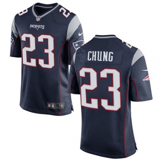 Men's Nike New England Patriots 23 Patrick Chung Game Navy Blue Team Color NFL Jersey