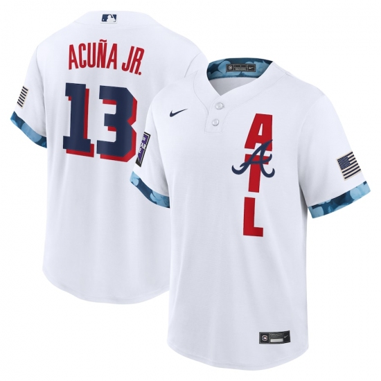 Men's Atlanta Braves 13 Ronald Acu?a Jr. Nike White 2021 MLB All-Star Game Replica Player Jersey