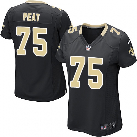 Women's Nike New Orleans Saints 75 Andrus Peat Game Black Team Color NFL Jersey