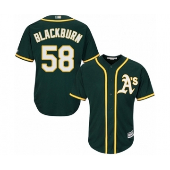 Youth Oakland Athletics 58 Paul Blackburn Authentic Green Alternate 1 Cool Base Baseball Player Jersey