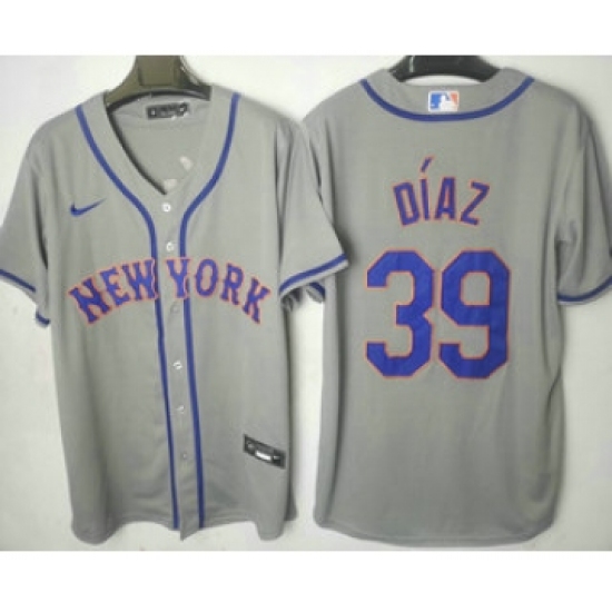 Men's New York Mets 39 Edwin Diaz Grey Stitched MLB Cool Base Nike Jersey