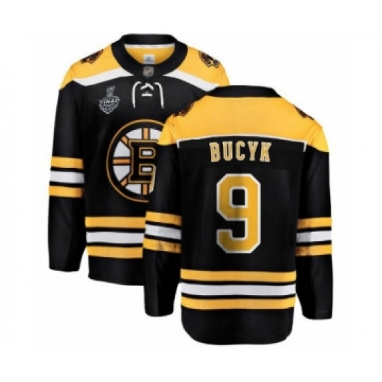 Men's Boston Bruins 9 Johnny Bucyk Authentic Black Home Fanatics Branded Breakaway 2019 Stanley Cup Final Bound Hockey Jersey