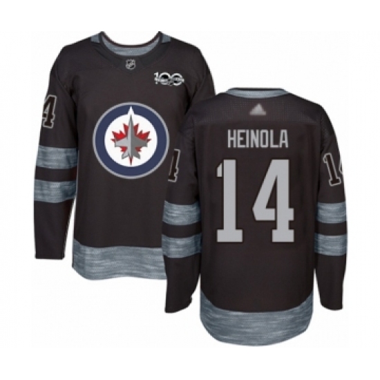 Men's Winnipeg Jets 14 Ville Heinola Authentic Black 1917-2017 100th Anniversary Hockey Jersey