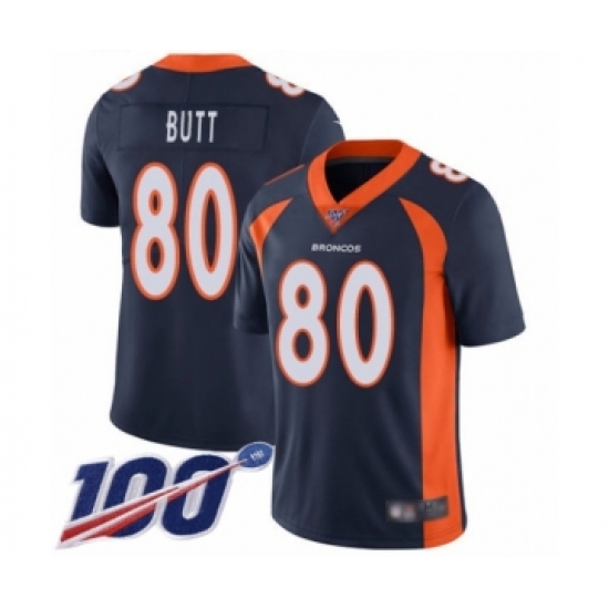 Men's Denver Broncos 80 Jake Butt Navy Blue Alternate Vapor Untouchable Limited Player 100th Season Football Jersey