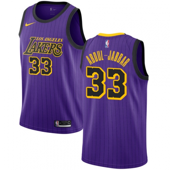 Men's Nike Los Angeles Lakers 33 Kareem Abdul-Jabbar Swingman Purple NBA Jersey - City Edition