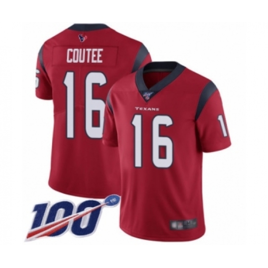 Men's Houston Texans 16 Keke Coutee Red Alternate Vapor Untouchable Limited Player 100th Season Football Jersey